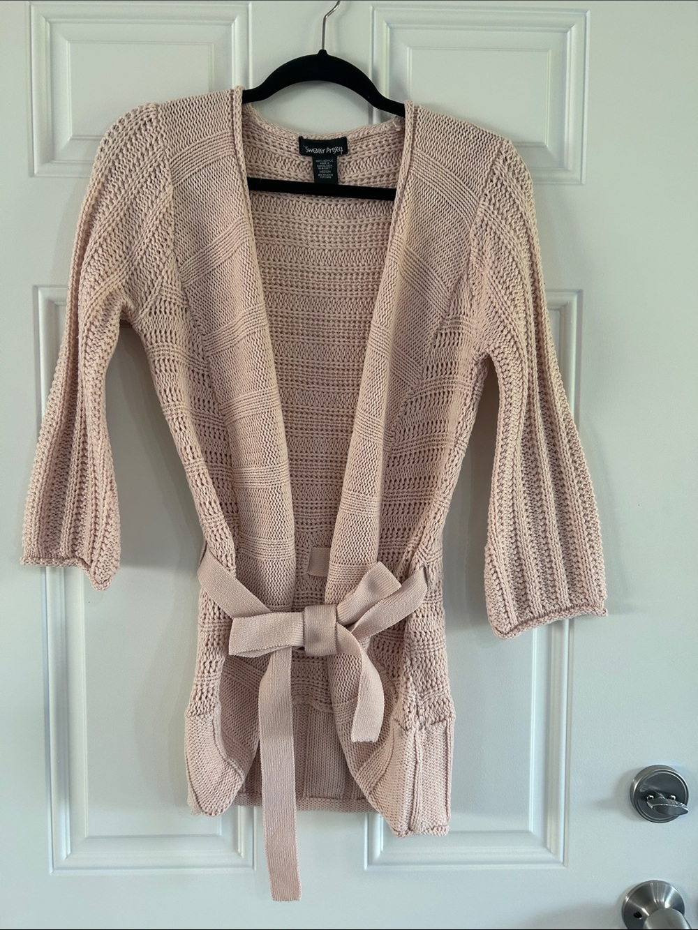 Sweater Project Blush Open-Front Belted Cardigan